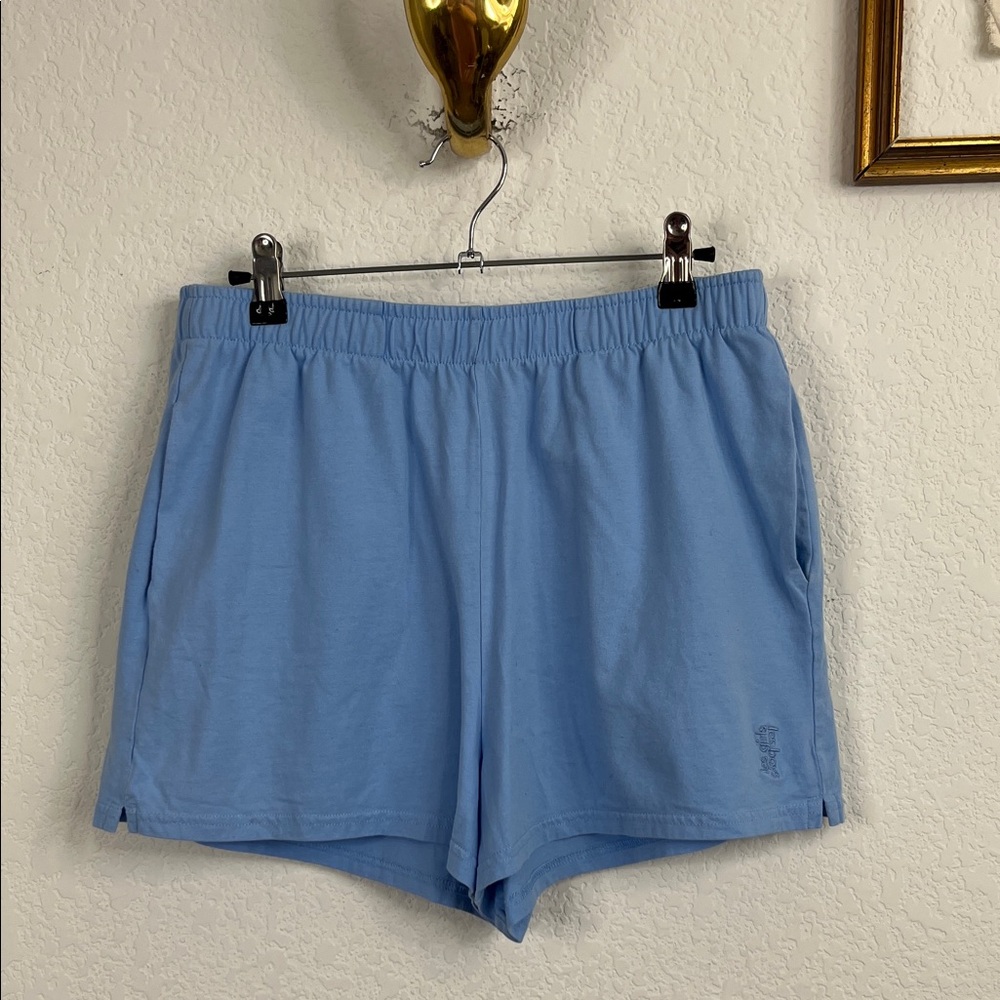 Les Girls Les Boys Cashmere Blue High Rise Lounge Elastic-Waist Casual Shorts